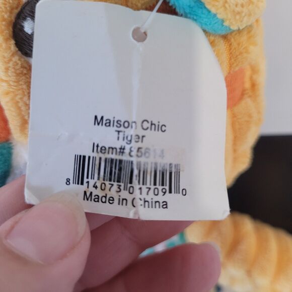 Maison Chic Plush Tiger Soft Corduroy Long Legged Lovey Stuffed Animal Toy 20" - Picture 9 of 10